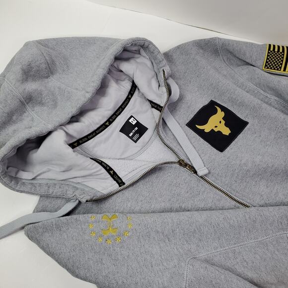 Under Armour Men's Size S Freedom x Project Rock Full Zip Hoodie Gray - Picture 11 of 13